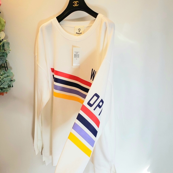 DUBGEE NWT White Graphic Print Pullover Sweater - Picture 4 of 13